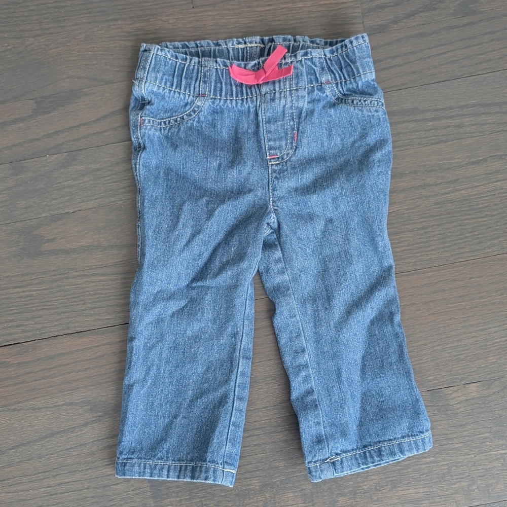 Jumping Beans Baby Girls' Denim Pants with Heart Pockets, 18 Months